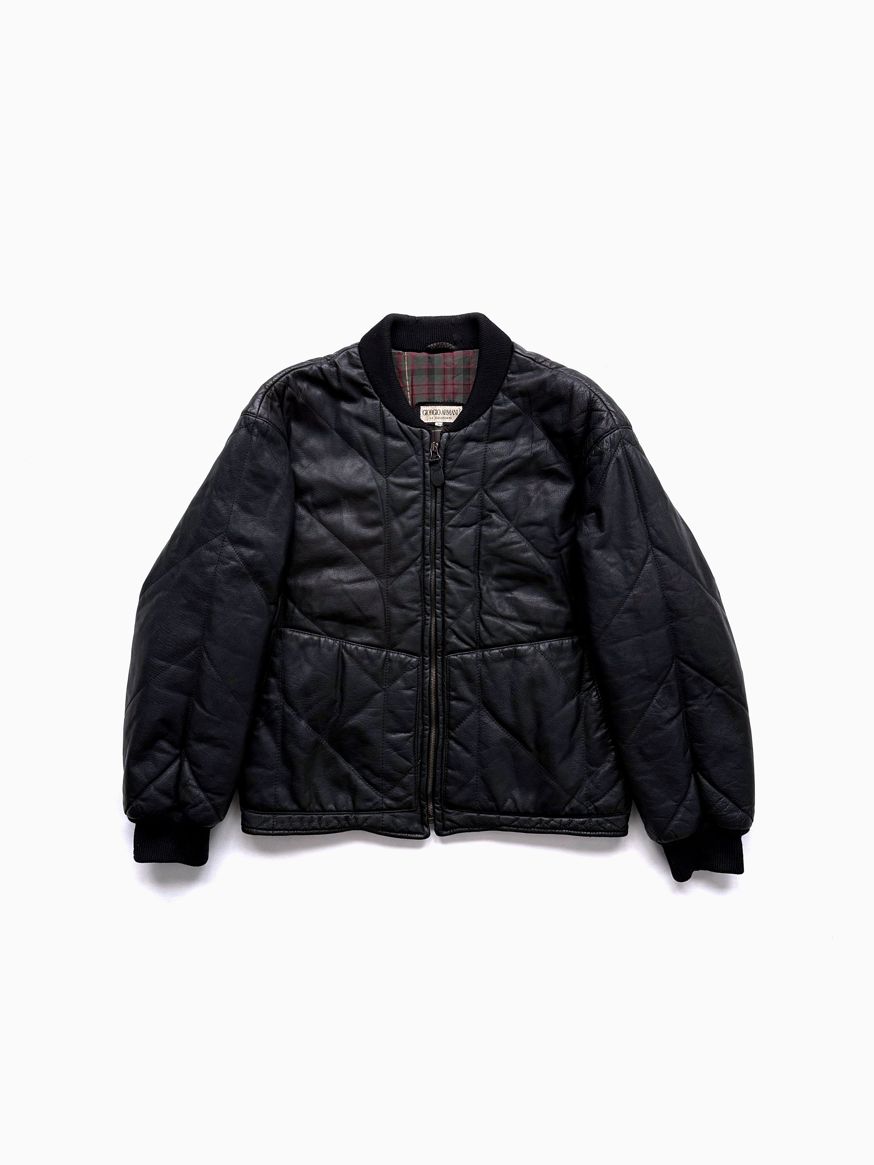90s Giorgio Armani Collezioni Quilted Bomber Blouson in Leather – A.A