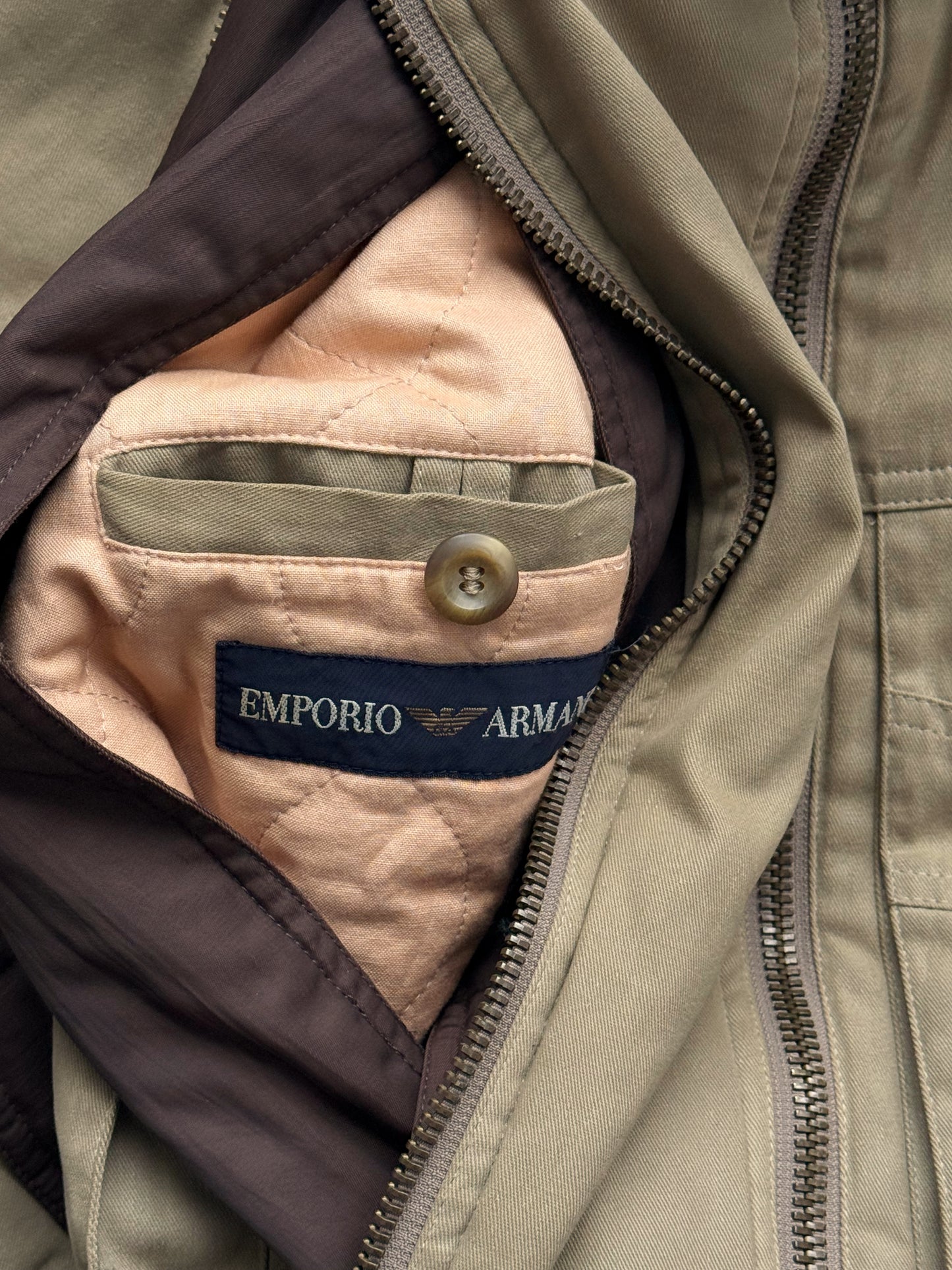 '80s Emporio Armani Double Zip Puffer Bomber Jacket in Cotton