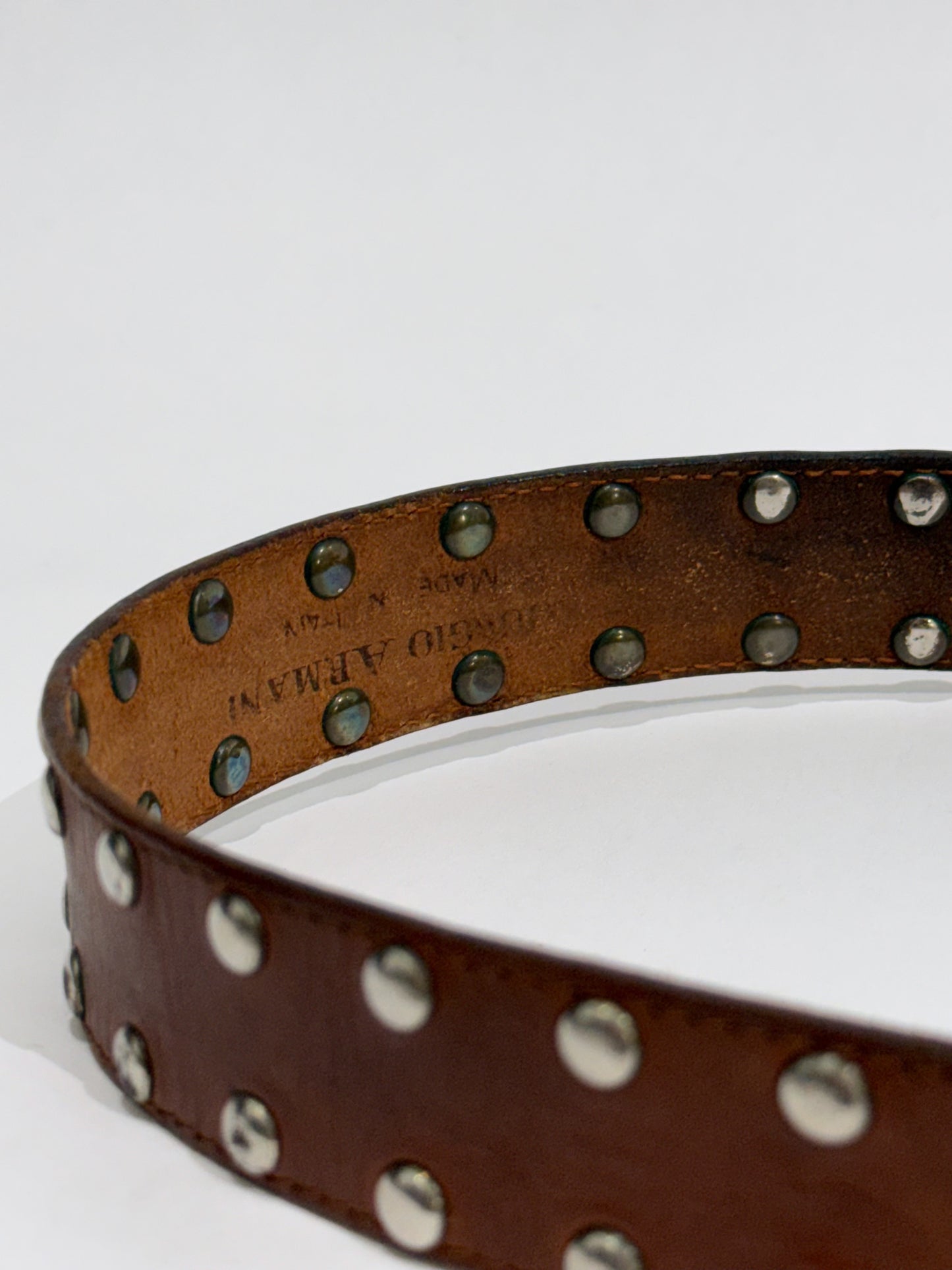 '80s Giorgio Armani Studs Belt in Leather