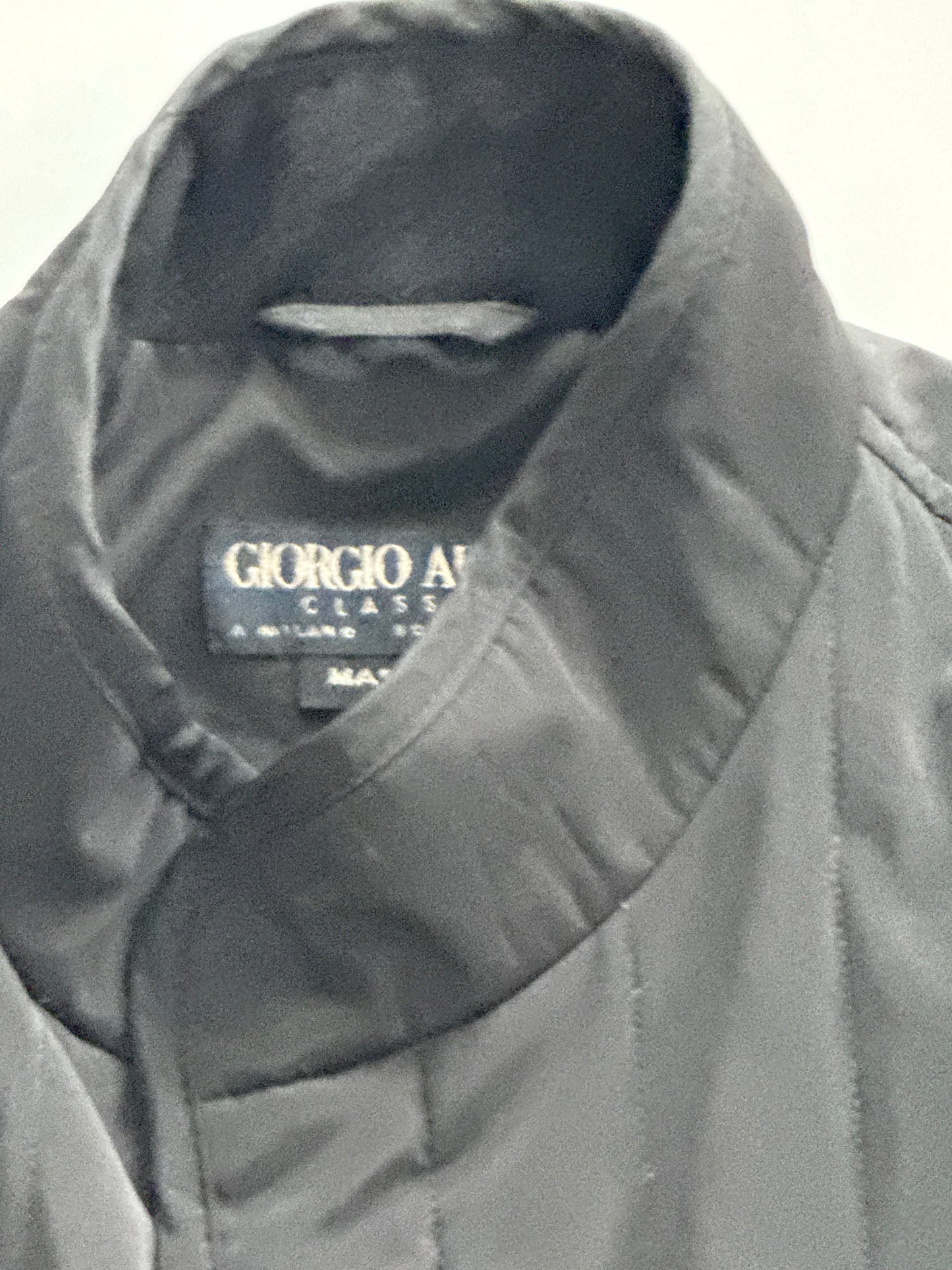 '90s Giorgio Armani Classico Quilted Mao Collar Jacket in Polyester