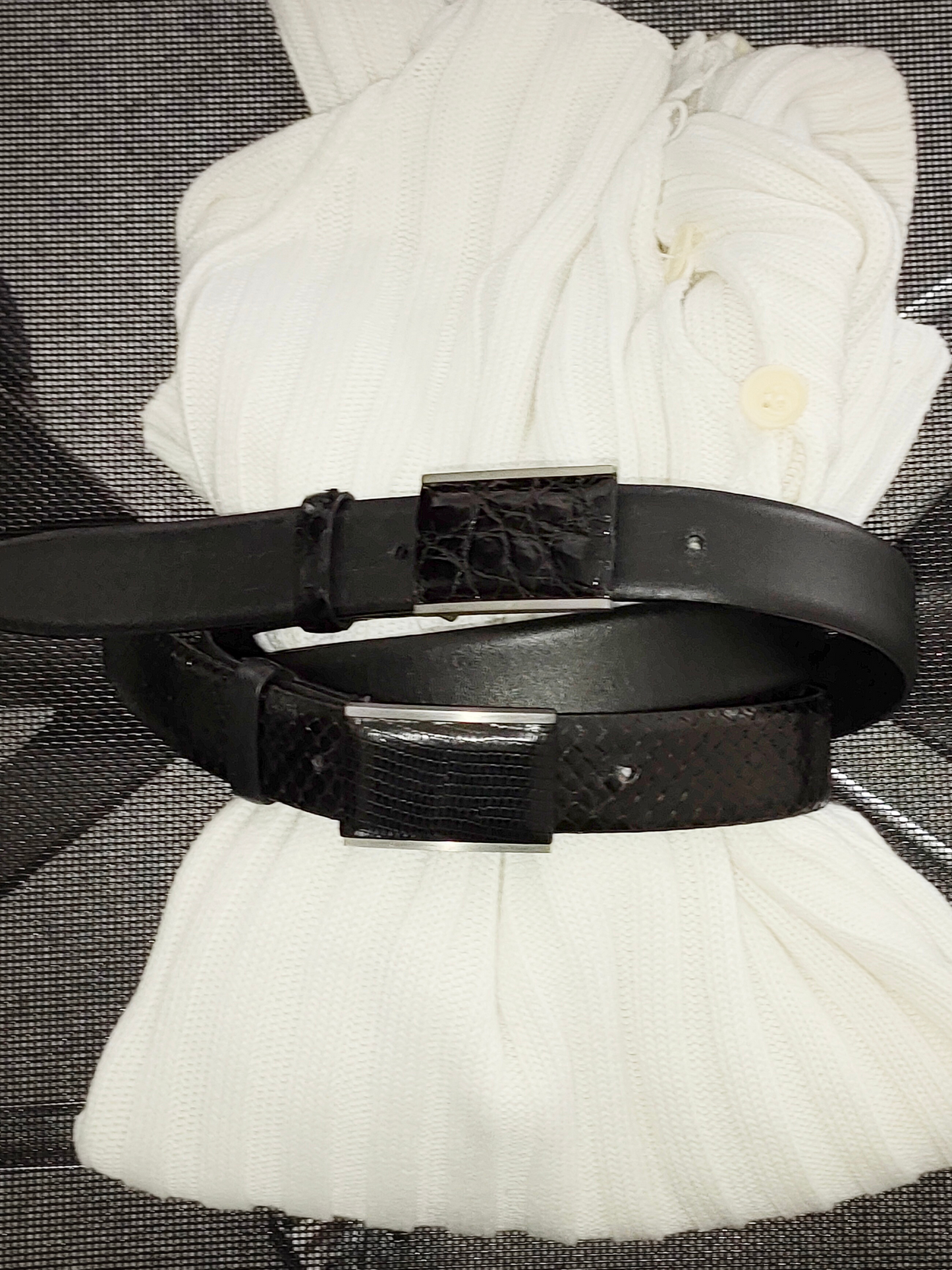 Giorgio Armani Belt in Python Leather with Flat Buckle