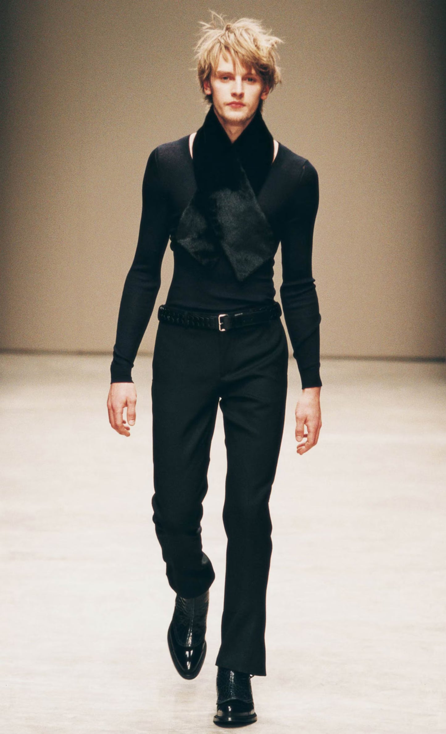 01AW Prada Woven Belt in Leather
