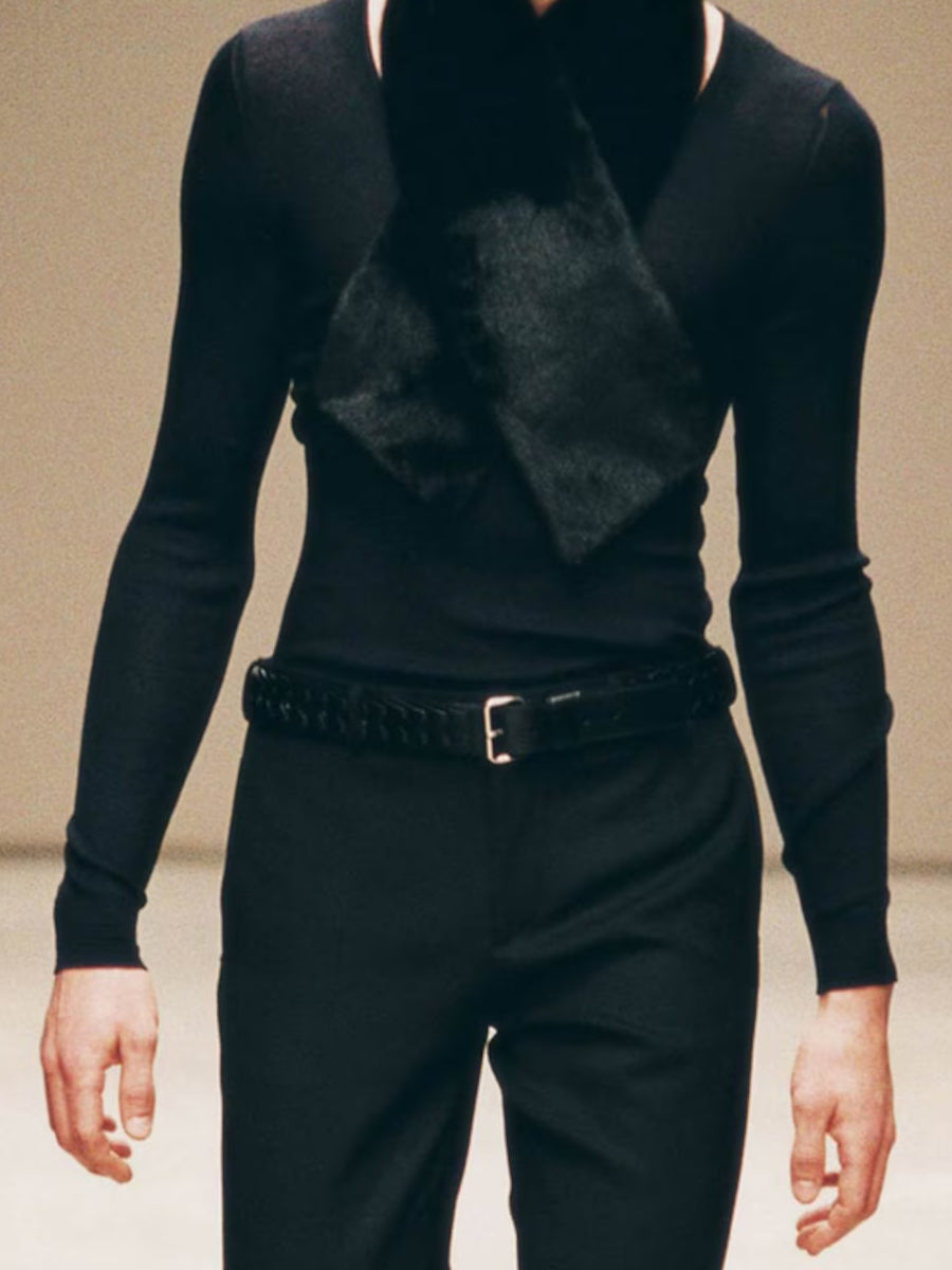 01AW Prada Woven Belt in Leather