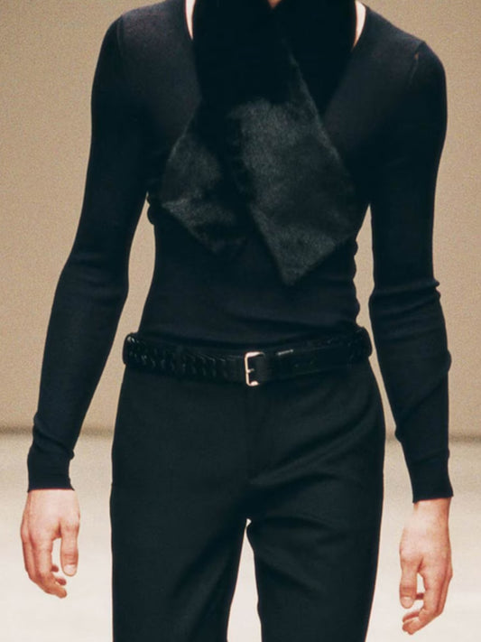 01AW Prada Woven Belt in Leather