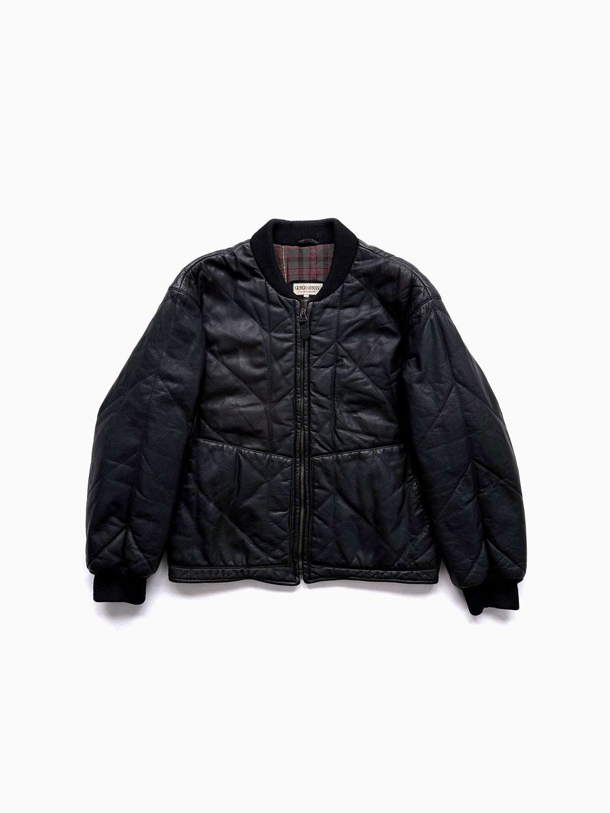 90s Giorgio Armani Collezioni Quilted Bomber Blouson in Leather – A.A