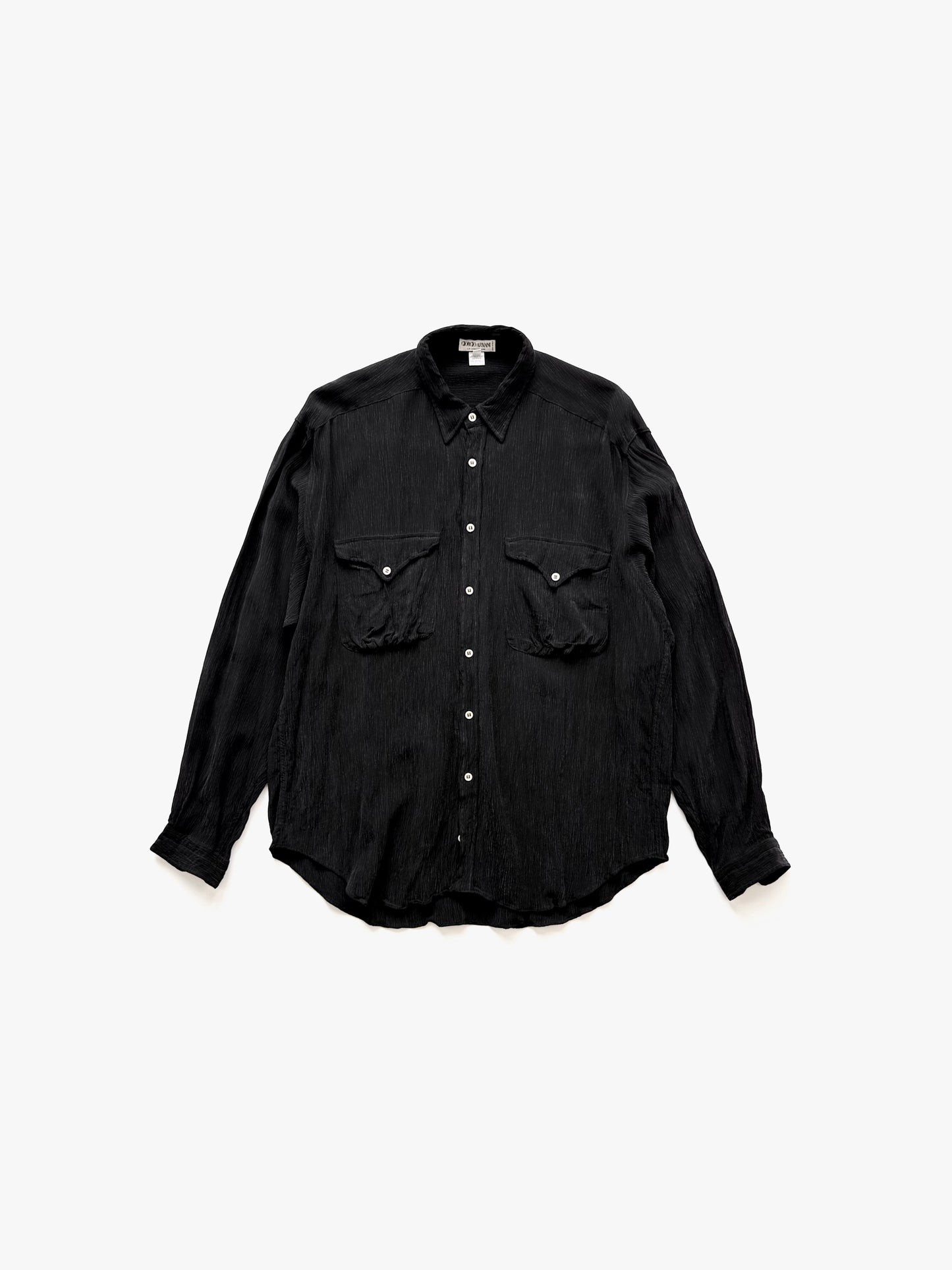 ’90s Giorgio Armani Pleated Shirts with Pockets in Viscose