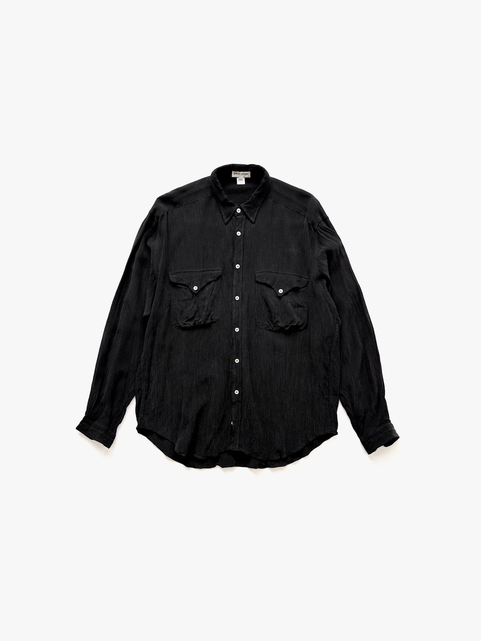 ’90s Giorgio Armani Pleated Shirts with Pockets in Viscose