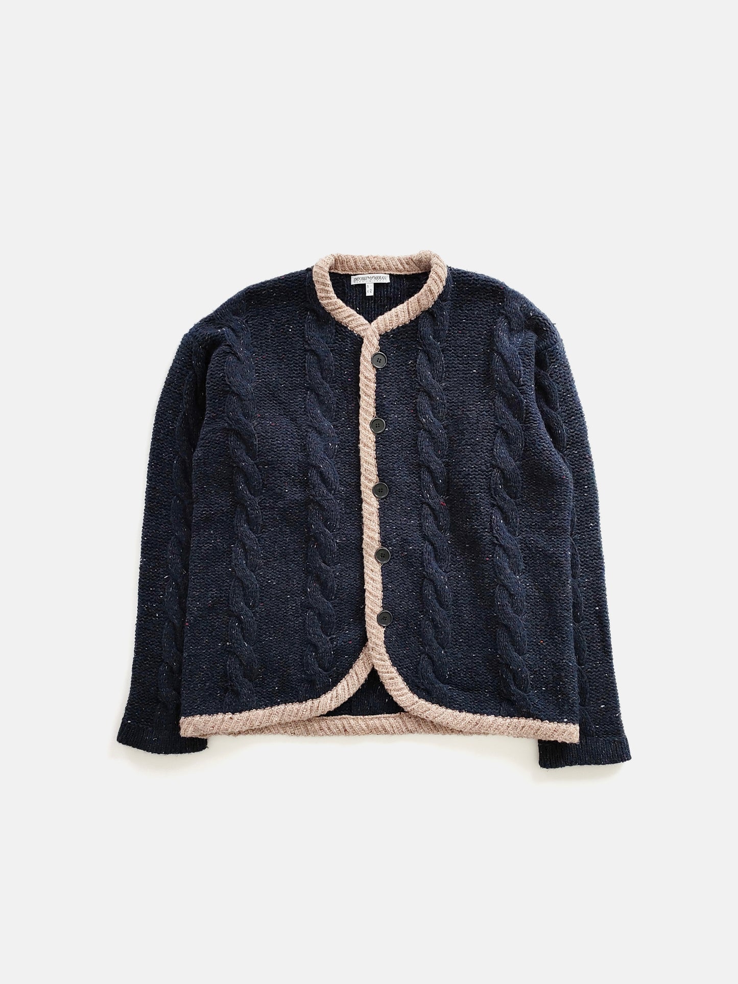 Emporio Armani Crew neck Heavy Cardigan in Wool