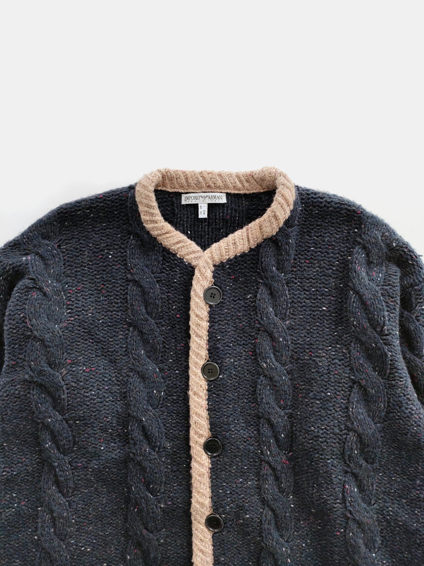 Emporio Armani Crew neck Heavy Cardigan in Wool