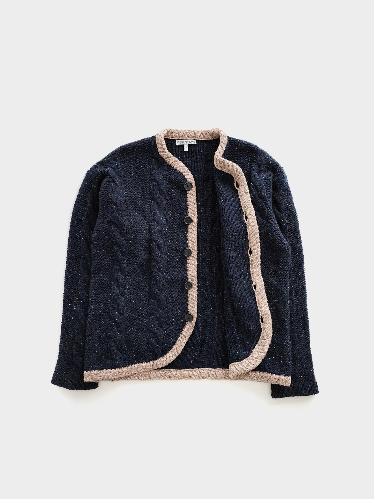 Emporio Armani Crew neck Heavy Cardigan in Wool