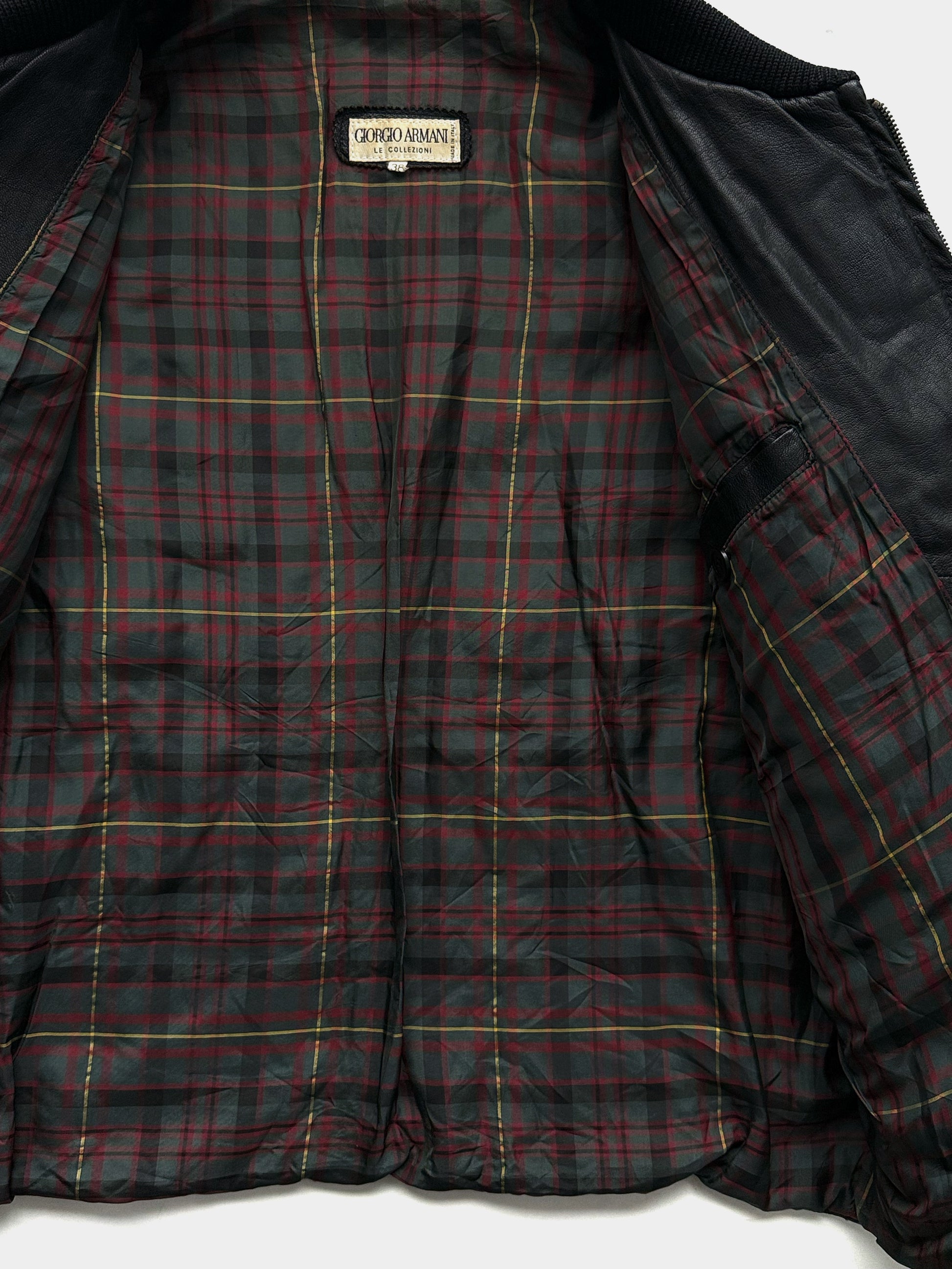 '90s Giorgio Armani Collezioni Quilted Bomber Blouson in Leather