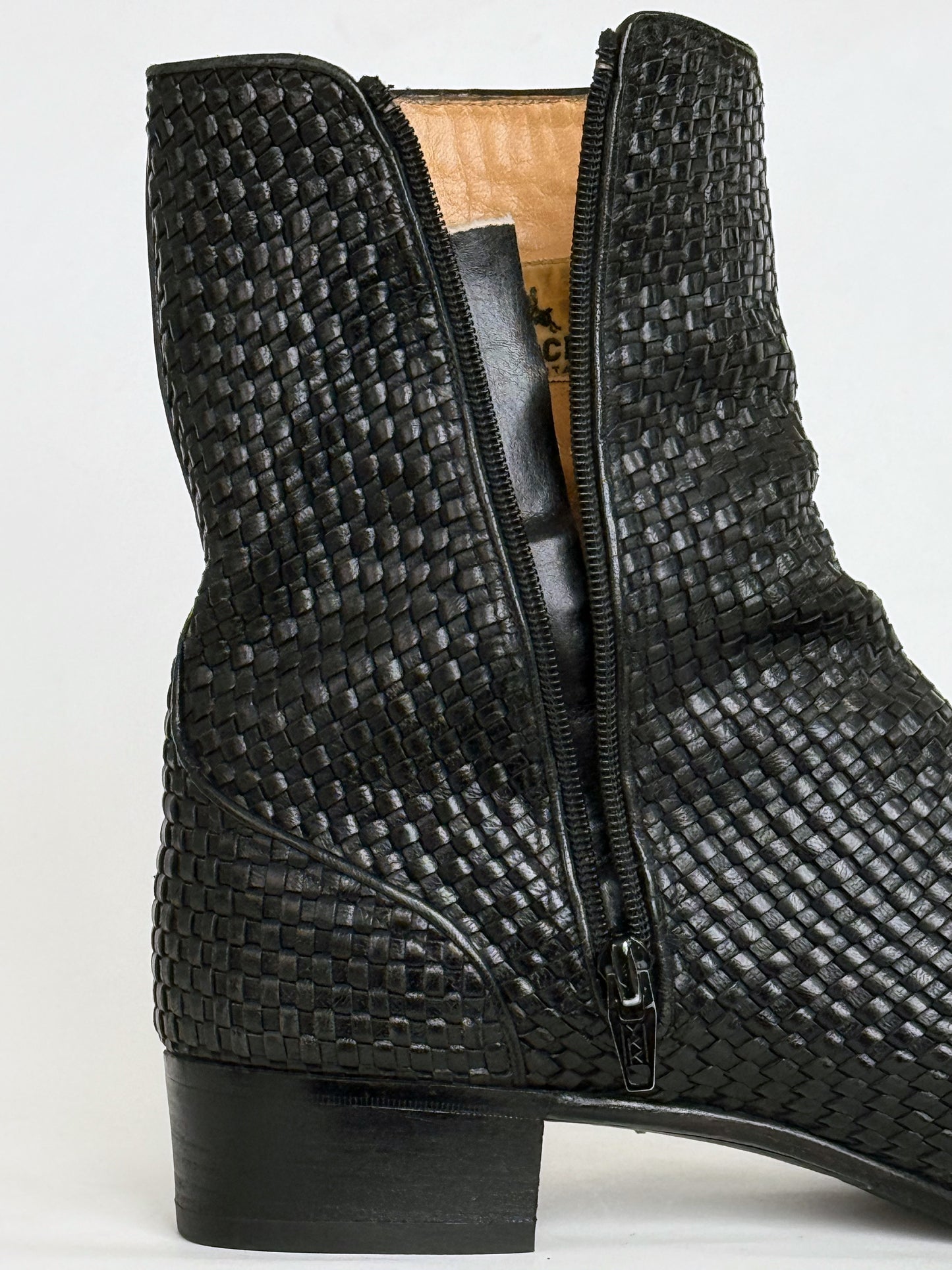 '70s Tanino Crisci Woven Boots in Leather