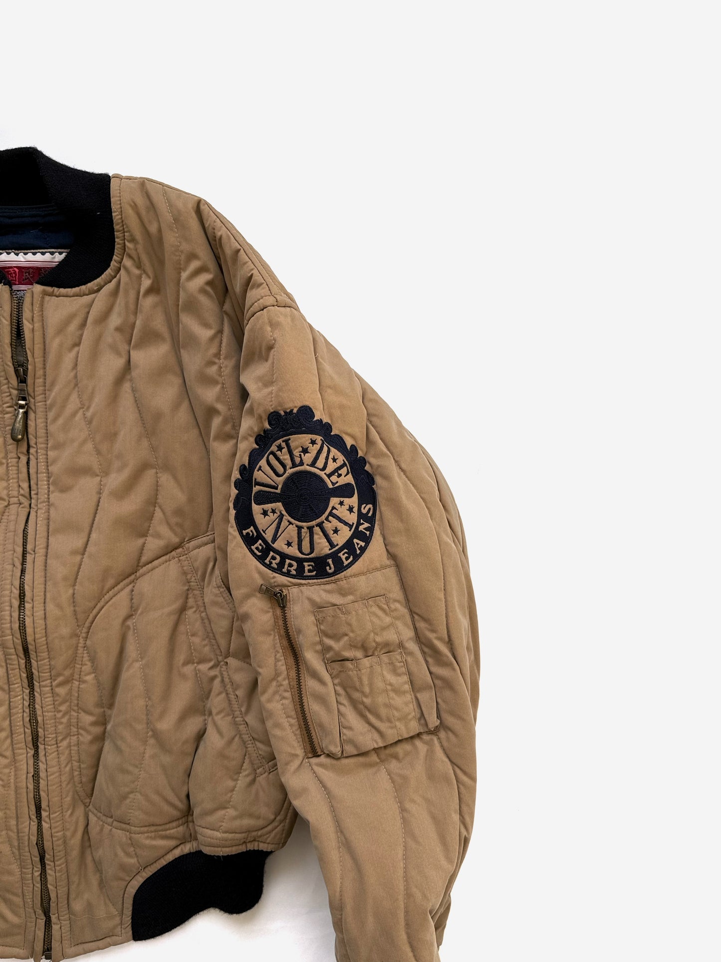 '90s Ferre Jeans by Gianfranco Ferre Quilted Bomber Jacket in Cotton