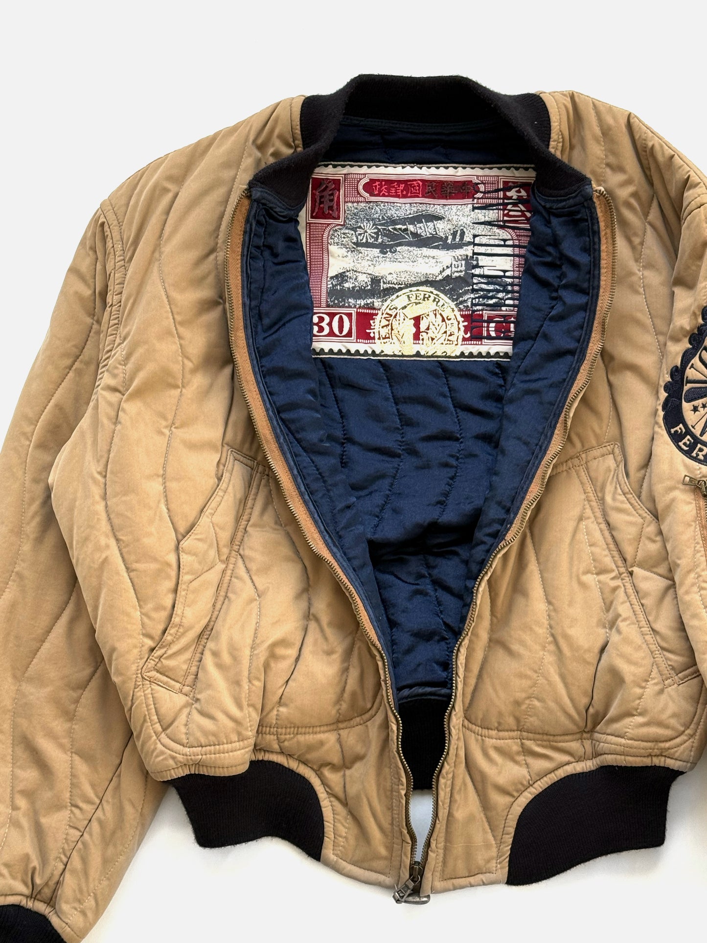 '90s Ferre Jeans by Gianfranco Ferre Quilted Bomber Jacket in Cotton
