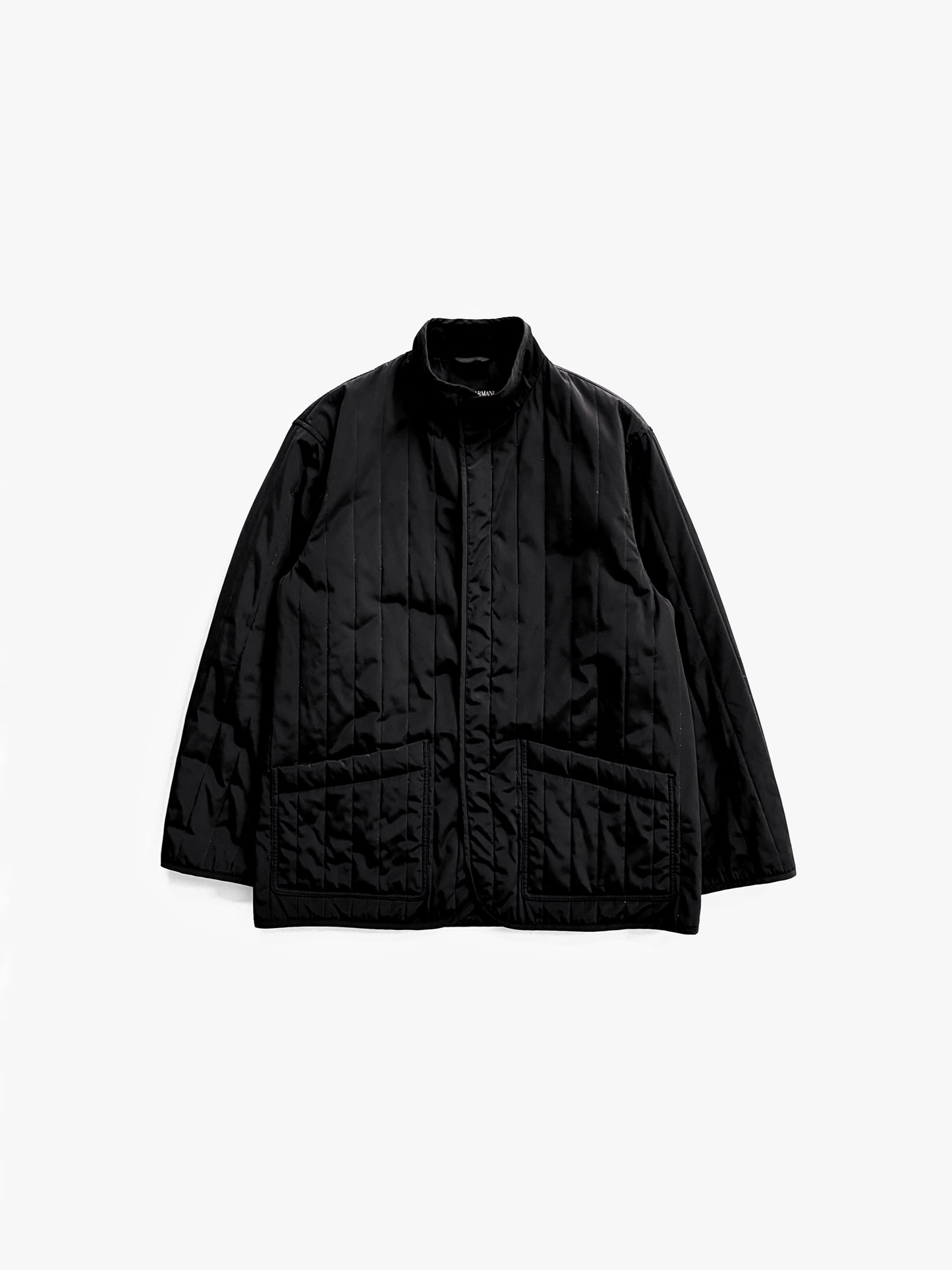 '90s Giorgio Armani Classico Quilted Mao Collar Jacket in Polyester